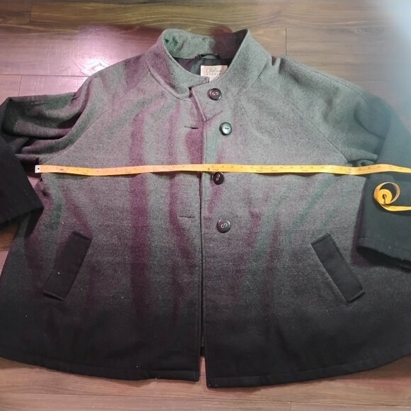 Chelsea Studio Gray Wool Blend Button Front Coat 32W | Funnel Neck Ombre Swing - Picture 4 of 5